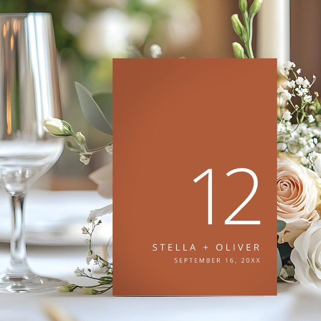 Modern Elegant Rustic Terracotta Wedding Table Number (Modern Elegant Rustic Terracotta Wedding Table Number)
