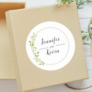 Modern Elegant Rustic Wildflower Wedding  Classic Round Sticker
