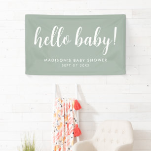 Modern Elegant Sage Green Baby Shower Banner