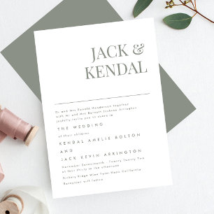 Modern Elegant Sage Green   Editable Names Wedding Invitation