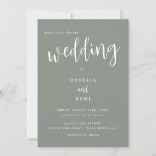 Modern Elegant Sage Green Simple Wedding Invitation