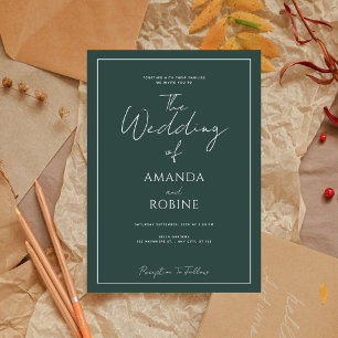 Modern Elegant Sage Green Wedding Invitation