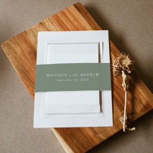 Modern Elegant Sage Green Wedding Invitation Belly Band