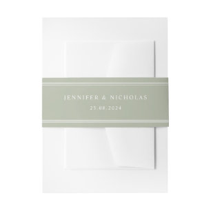 Modern Elegant Sage Green Wedding Invitation Belly Band