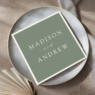 Modern Elegant Sage Green Wedding Napkin