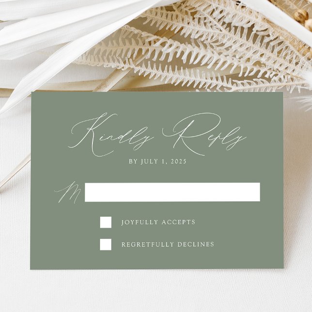 Modern Elegant Sage Green Wedding RSVP Card (Creator Uploaded)