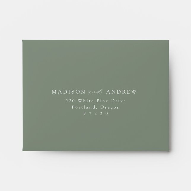Modern Elegant Sage Green Wedding RSVP Envelope (Front)