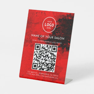 Modern Elegant Salon QR Display Pedestal Sign