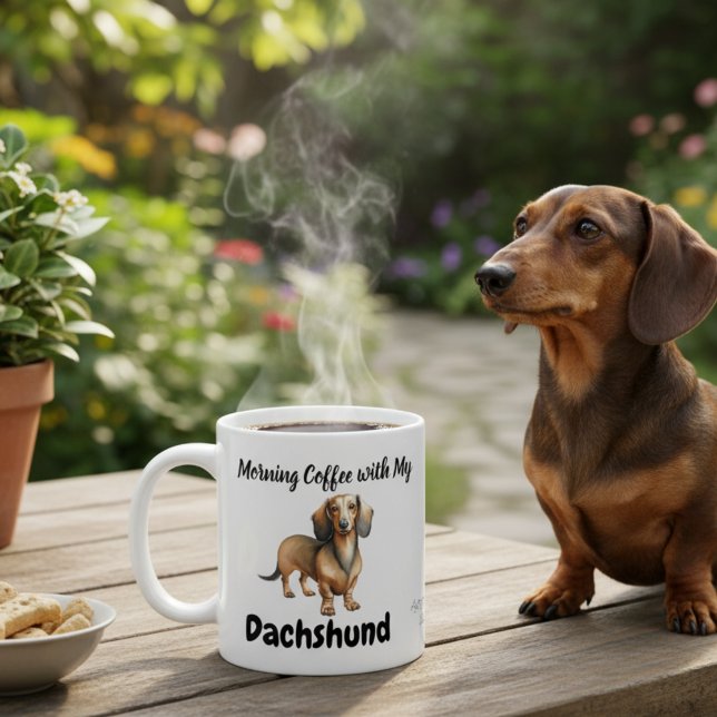 Modern Elegant Sandy Brown DACHSHUND Coffee Bone China Mug (Creator Uploaded)