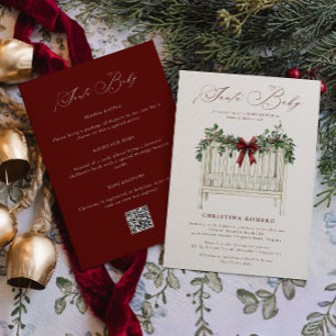 Modern Elegant Santa Baby All in One Baby Shower Invitation