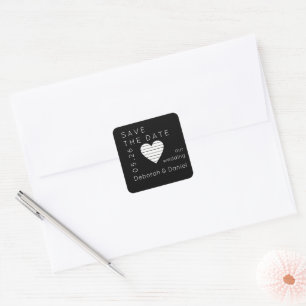 Modern elegant SAVE THE DATE ... black  Square Sticker