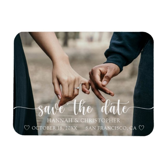 Modern Elegant Save The Date Flexible Photo Magnet (Horizontal)