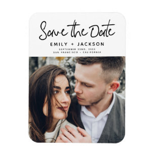 Modern Elegant Save the Date Photo White Magnet