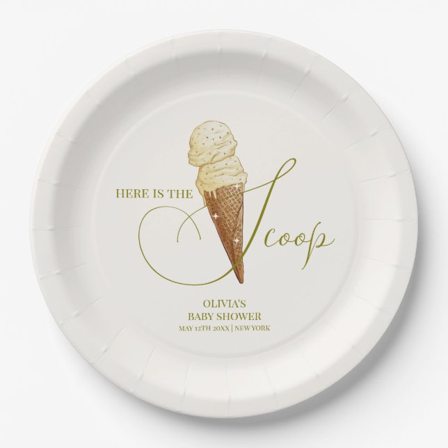 Modern Elegant Scoop Ice Cream Baby Shower  Paper Plate (Front)