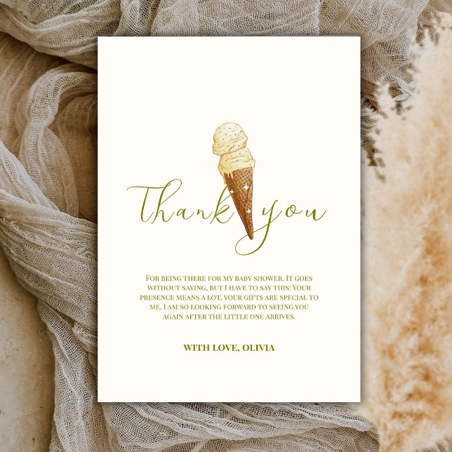 Modern Elegant Scoop Ice Cream Baby Shower  Thank You Card (Modern Elegant Scoop Ice Cream Baby Shower Thank You Card)