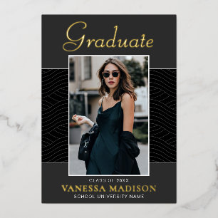 Modern   Elegant Script 1 Photo Foil Grad Card