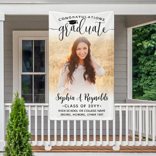 Modern Elegant Script 1 Photo Vertical Graduation Banner