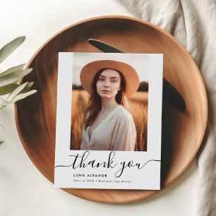 Modern Elegant Script 2023 Graduation Photo Thank You Card