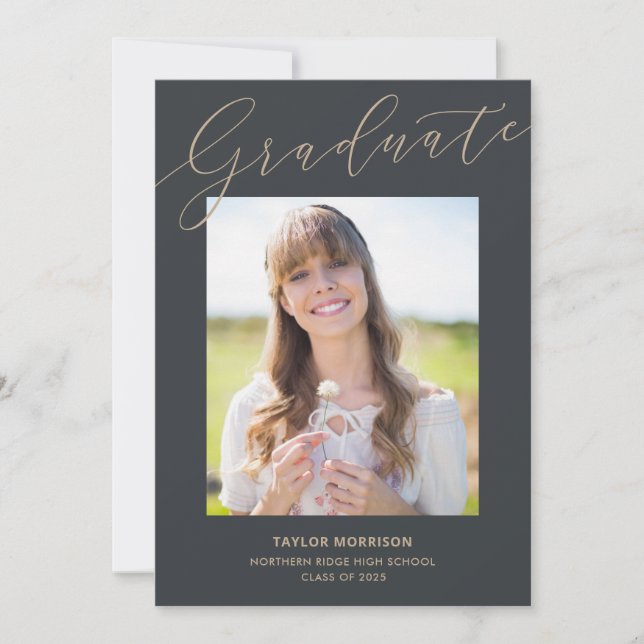 Modern Elegant Script 2025 Photo Graduation Party Invitation (Front)