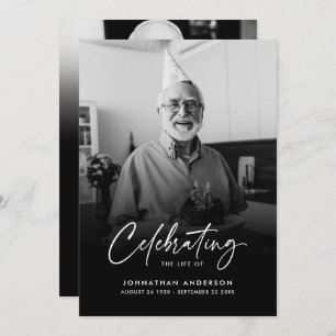 Modern Elegant Script 2-Photo Funeral/Memorial Thank You Card