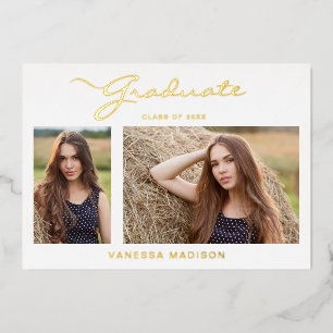 Modern Elegant Script 2 Photo Grad Announcement
