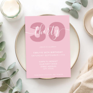 Modern Elegant Script 30th Birthday Invitation