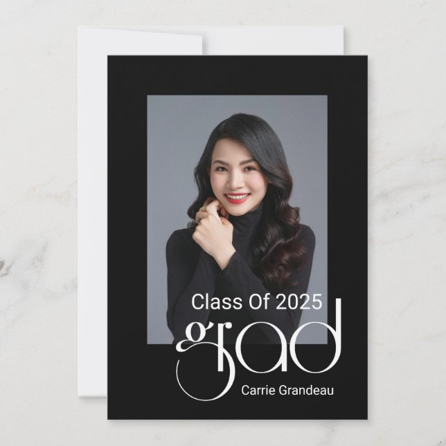 Modern Elegant Script 4 Photos Graduation Party Invitation (Front)