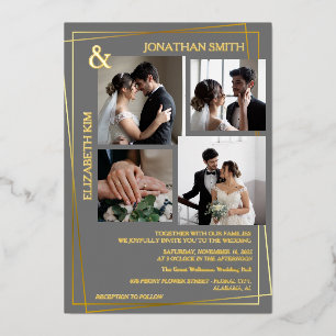Modern Elegant Script 5 Photo Grid Overlay Wedding