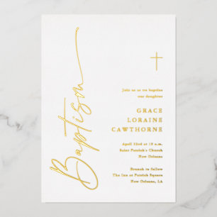 Modern Elegant Script Baptism Gold