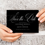 Modern Elegant Script Black and White Save The Date<br><div class="desc">Modern Elegant Script Black and White Save the Date features a large,  bold script and elegant styling.</div>
