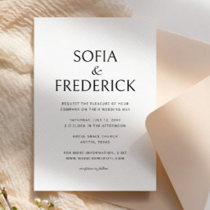 Modern Elegant Script Black and White Wedding Invitation