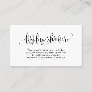 Modern elegant script, Black font, Display Shower Enclosure Card