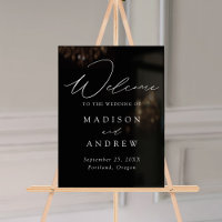 Modern Elegant Script Black Wedding Welcome