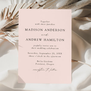 Modern Elegant Script Blush Wedding Invitation