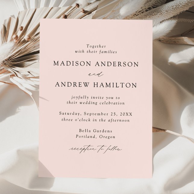 Modern Elegant Script Blush Wedding Invitation (Creator Uploaded)