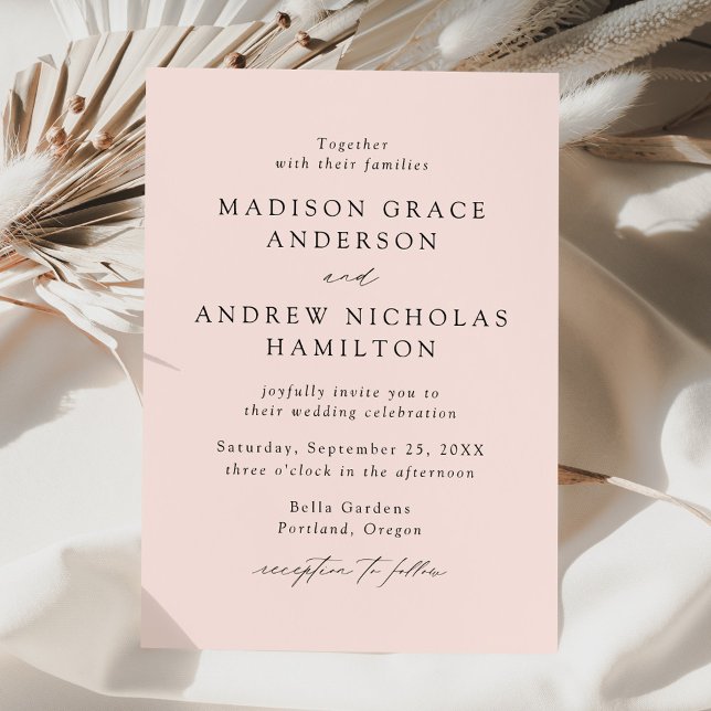 Modern Elegant Script Blush Wedding Invitation (Creator Uploaded)