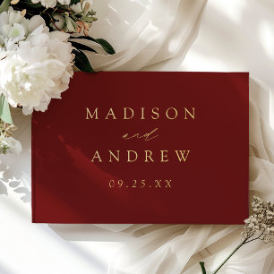Modern Elegant Script Burgundy Photo Wedding Guest Book