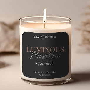 Modern Elegant Script Candle Packaging Label Black