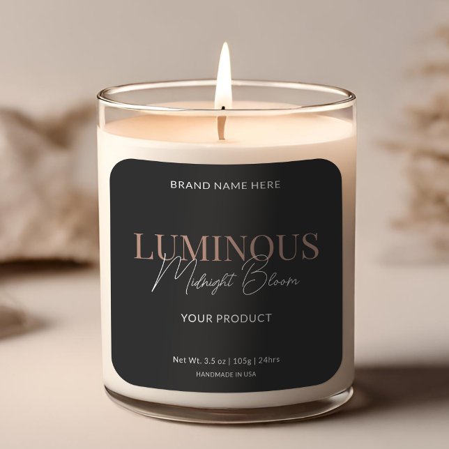 Modern Elegant Script Candle Packaging Label Black (Creator Uploaded)