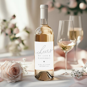Modern Elegant Script Cheers Wedding Favour Wine Label