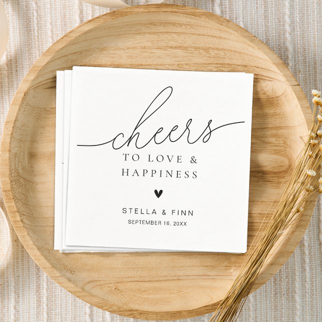 Modern Elegant Script Cheers Wedding Napkin (Modern Elegant Script Cheers Wedding Napkins)