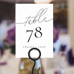 Modern Elegant Script Chic Wedding Table Number<br><div class="desc">Elegant and modern table number sign features elegant script in white with bride and grooms name and date. Great for weddings or your next special occasions.</div>