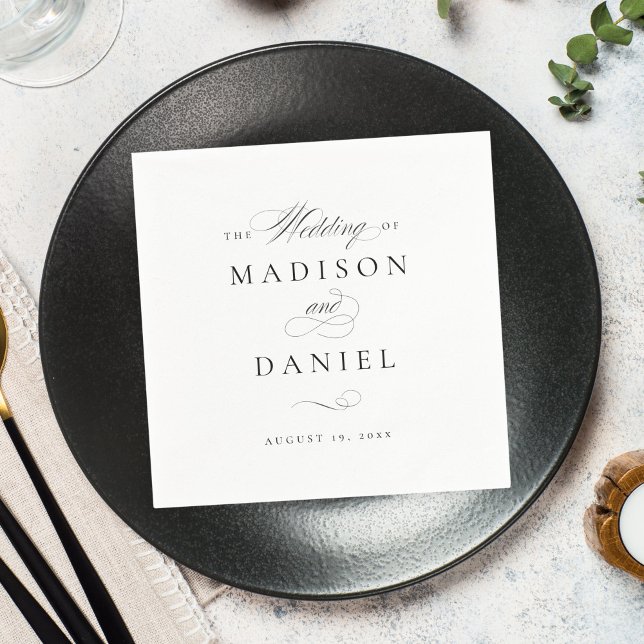 Modern Elegant Script Classic Wedding Napkin (Creator Uploaded)