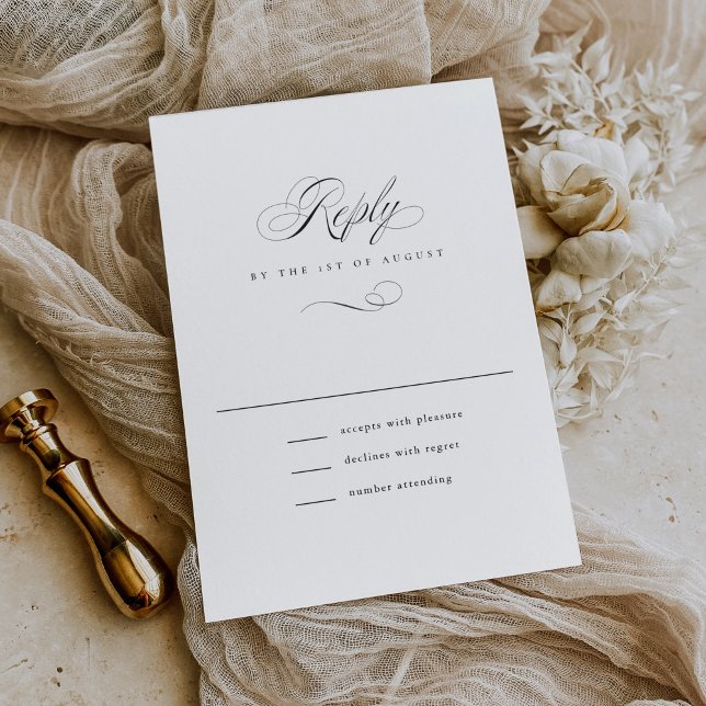 Modern Elegant Script Classic Wedding RSVP Card (Creator Uploaded)