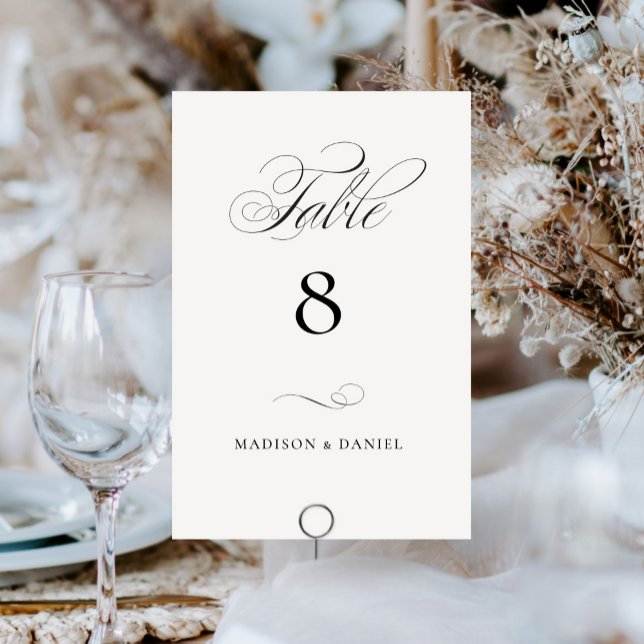 Modern Elegant Script Classic Wedding Table Number (Creator Uploaded)