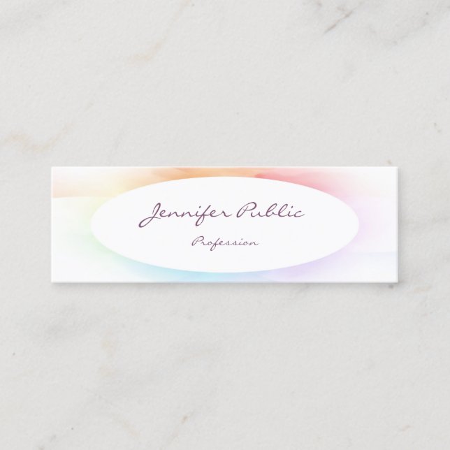 Modern Elegant Script Colourful Minimalist Templat Mini Business Card (Front)