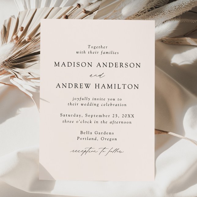 Modern Elegant Script Cream Wedding Invitation (Creator Uploaded)