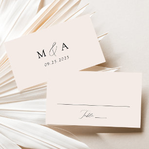 Modern Elegant Script Cream Wedding Place Card