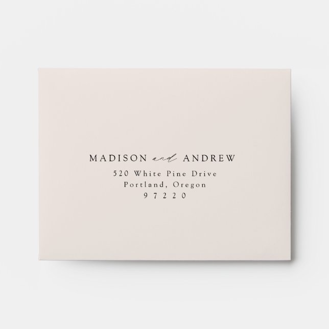 Modern Elegant Script Cream Wedding RSVP Envelope (Front)