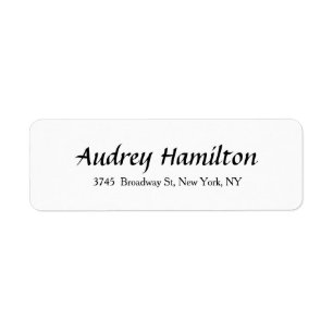 Modern Elegant Script Creative Plain Black White Return Address Label